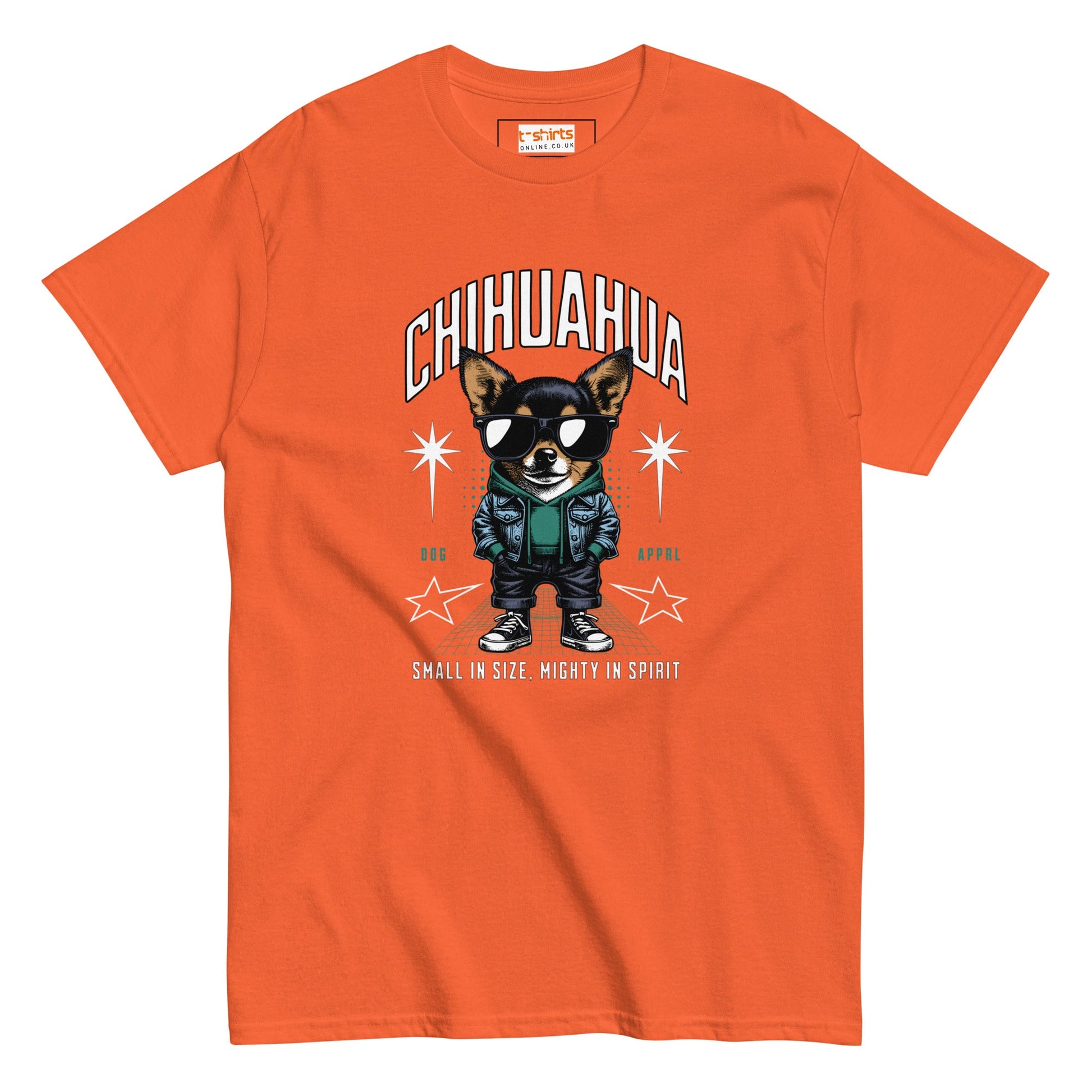 Chihuahua T-Shirt | Small and Mighty T-Shirt - Orange - T-Shirts Online