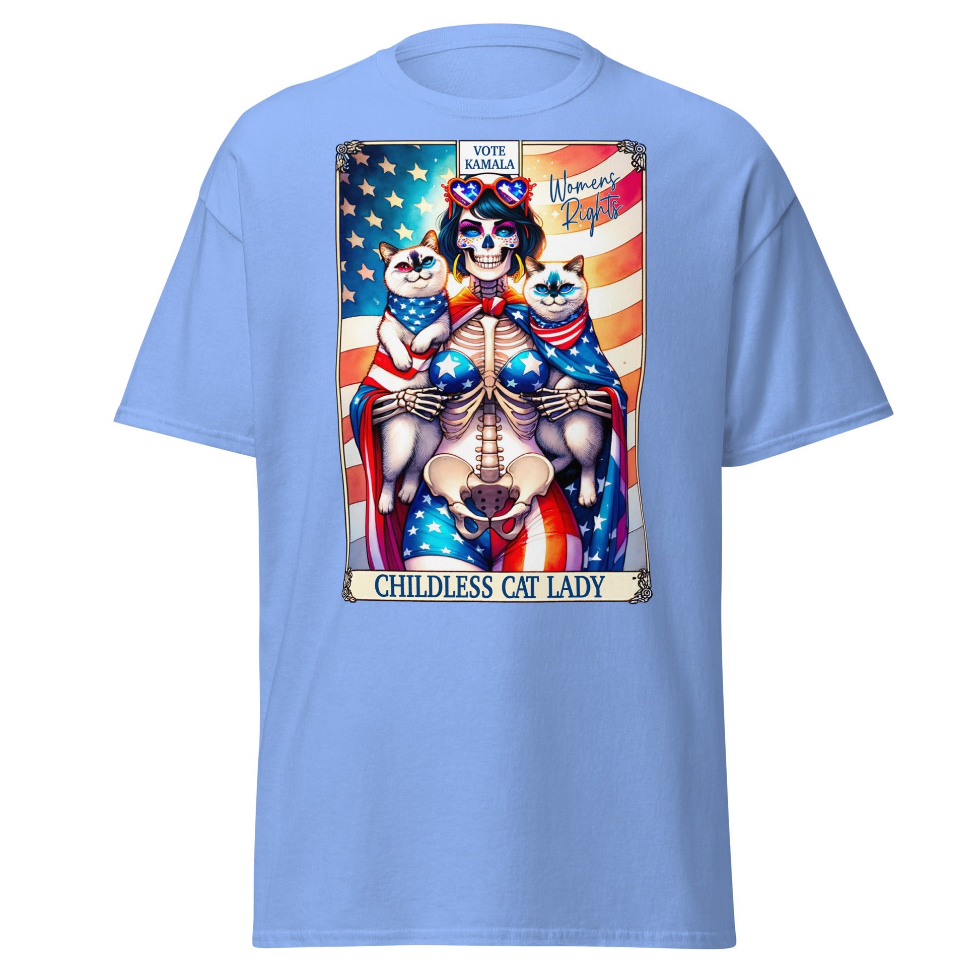 'Childless Cat Lady' Tarot | Tarot Card T-Shirt - Carolina Blue - T-Shirts Online