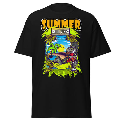 Chill Vibes Gorilla Summer T-Shirt Tropical Vacation Tee - Black - T-Shirts Online
