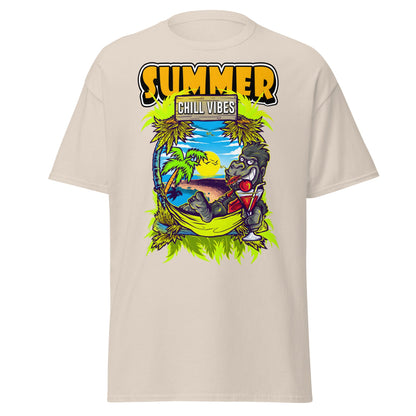 Chill Vibes Gorilla Summer T-Shirt Tropical Vacation Tee - Natural - T-Shirts Online