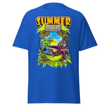 Chill Vibes Gorilla Summer T-Shirt Tropical Vacation Tee - Royal - T-Shirts Online