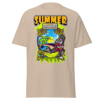 Chill Vibes Gorilla Summer T-Shirt Tropical Vacation Tee - Sand - T-Shirts Online