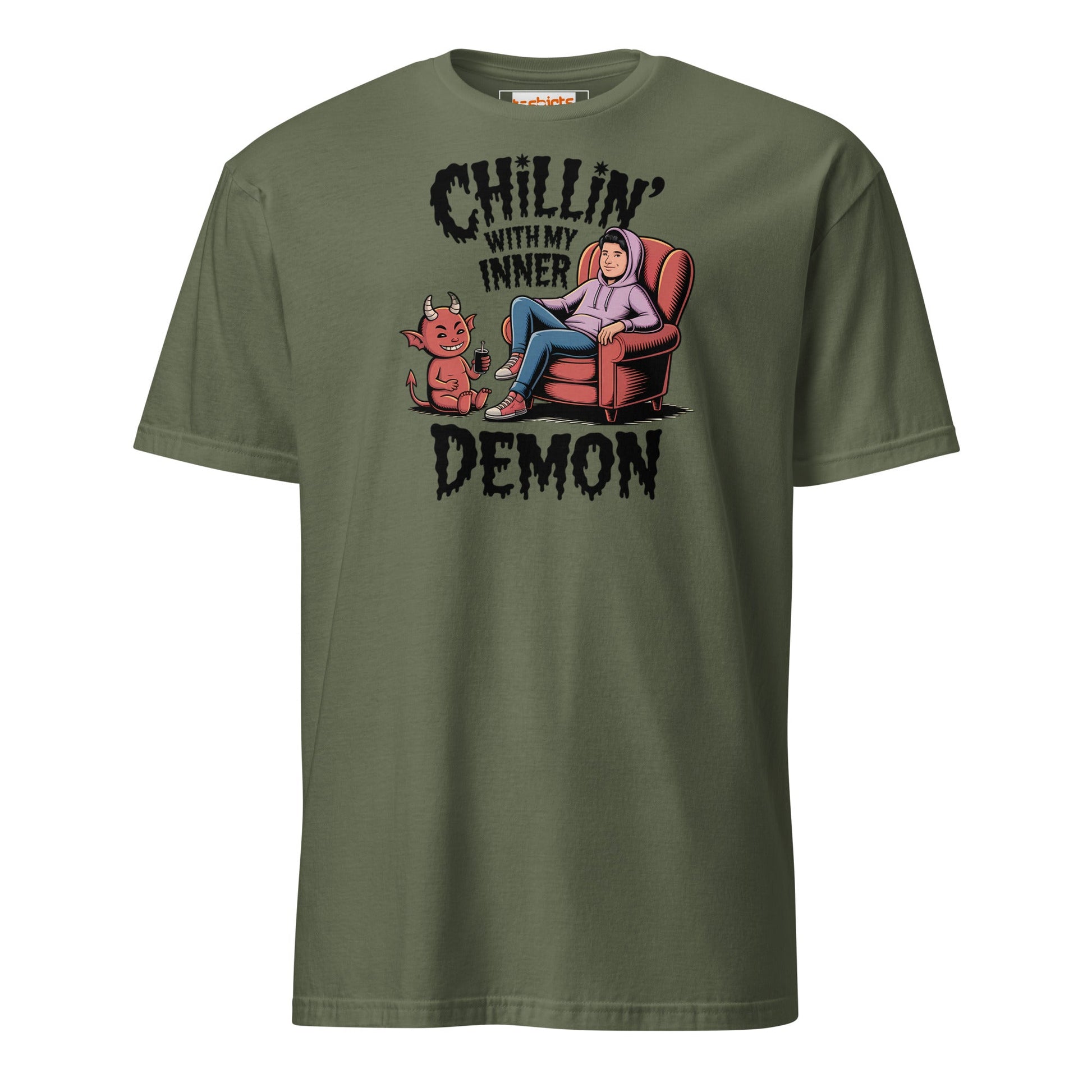 Chillin' with my Inner Demon T-Shirt - Military Green - T-Shirts Online