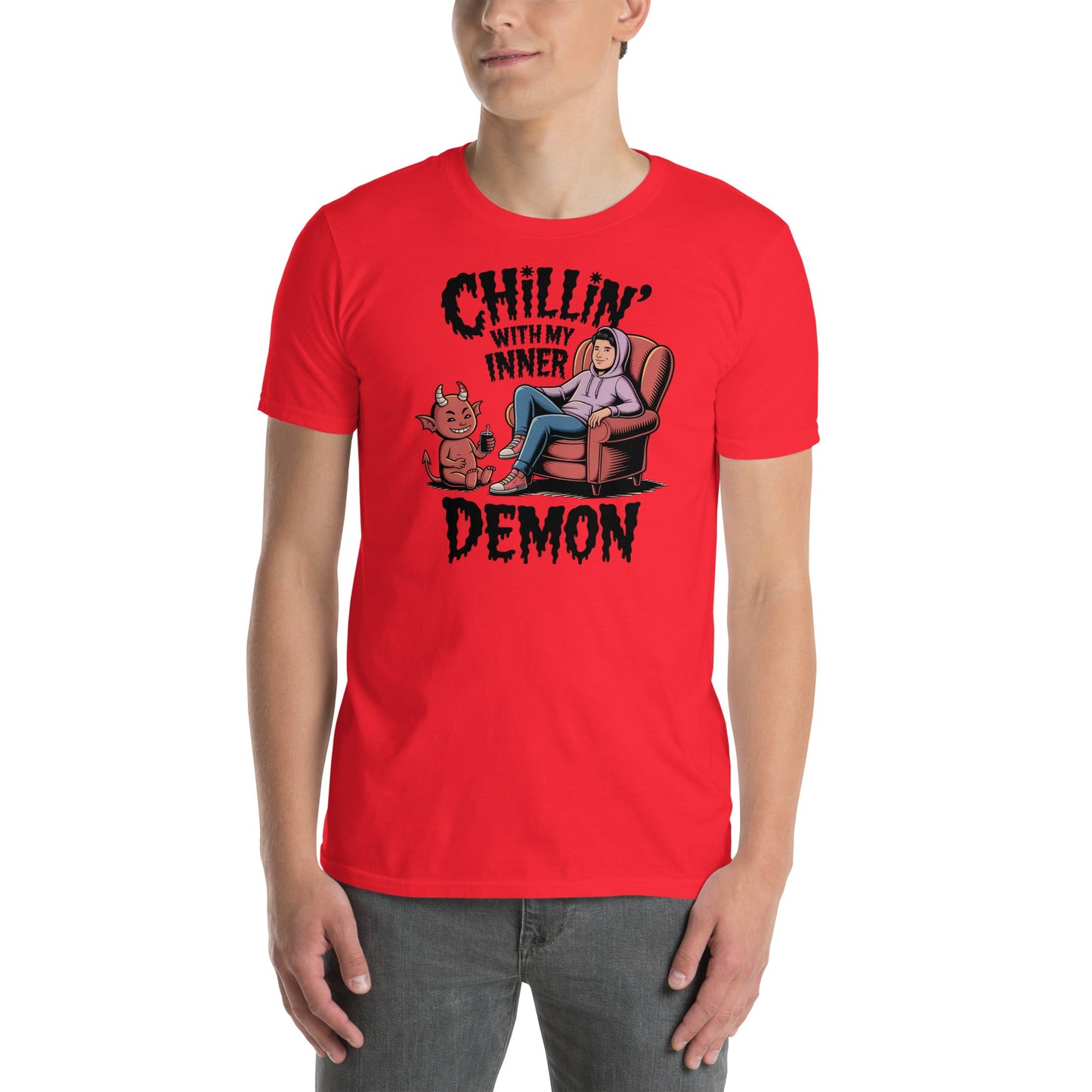 Chillin' with my Inner Demon T-Shirt - Red - T-Shirts Online