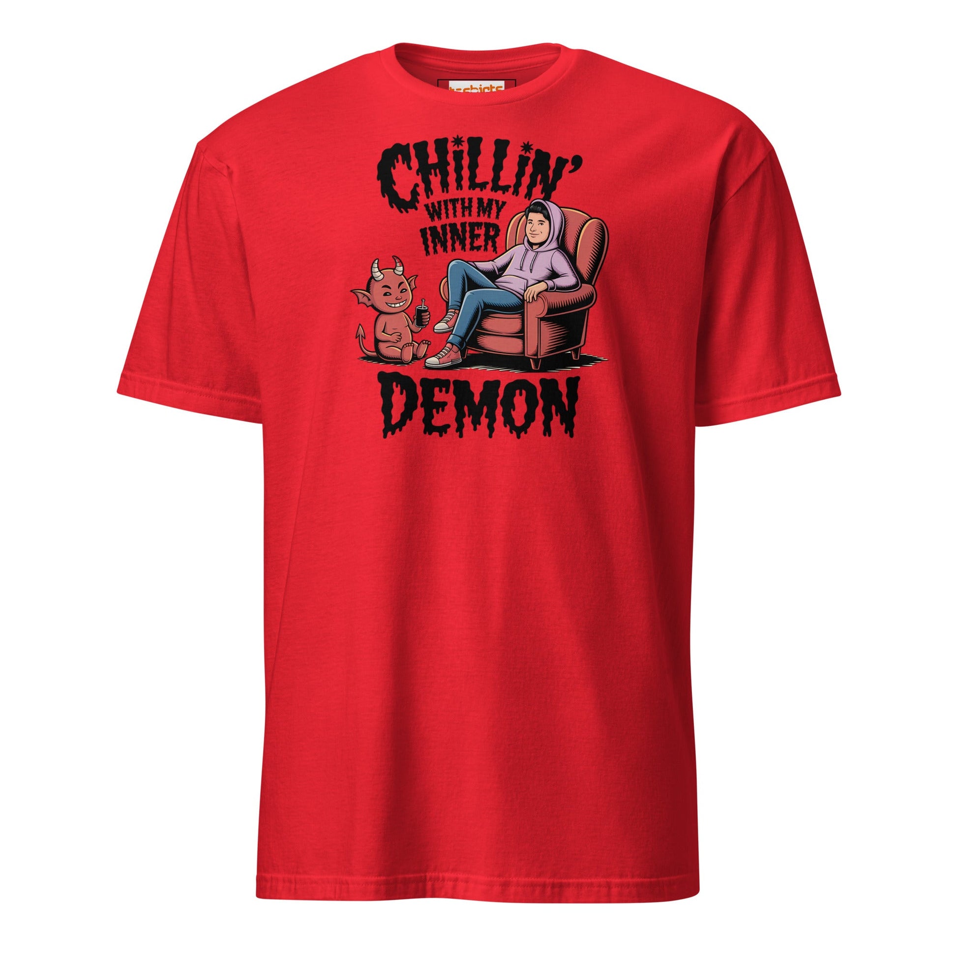 Chillin' with my Inner Demon T-Shirt - Red - T-Shirts Online