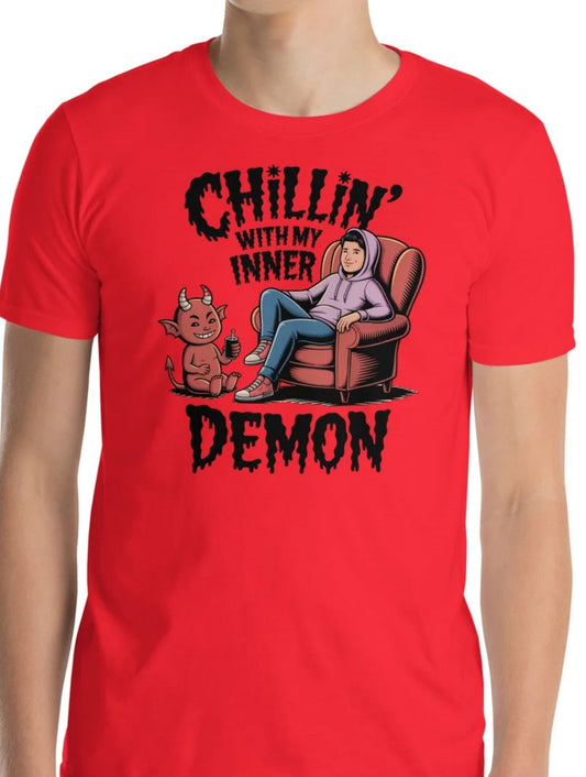 Chillin' with my Inner Demon T-Shirt - Red - T-Shirts Online