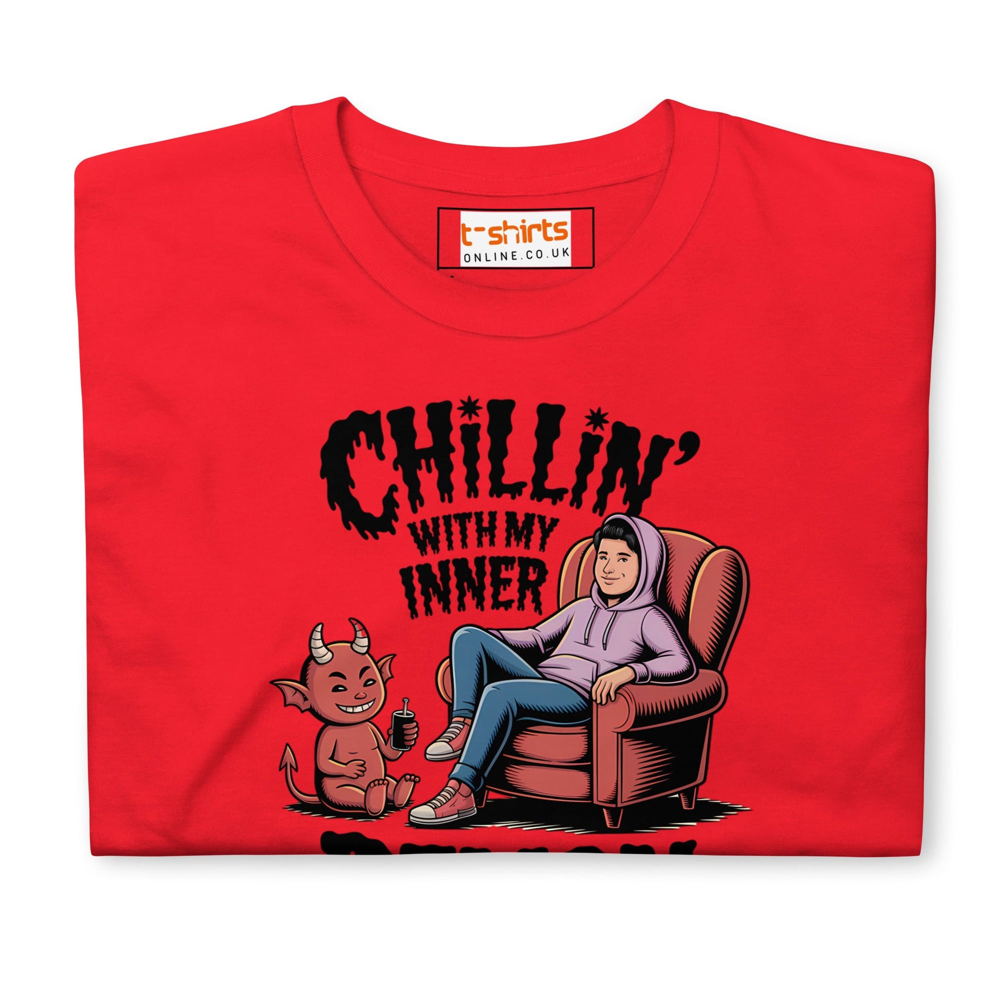 Chillin' with my Inner Demon T-Shirt - Red - T-Shirts Online