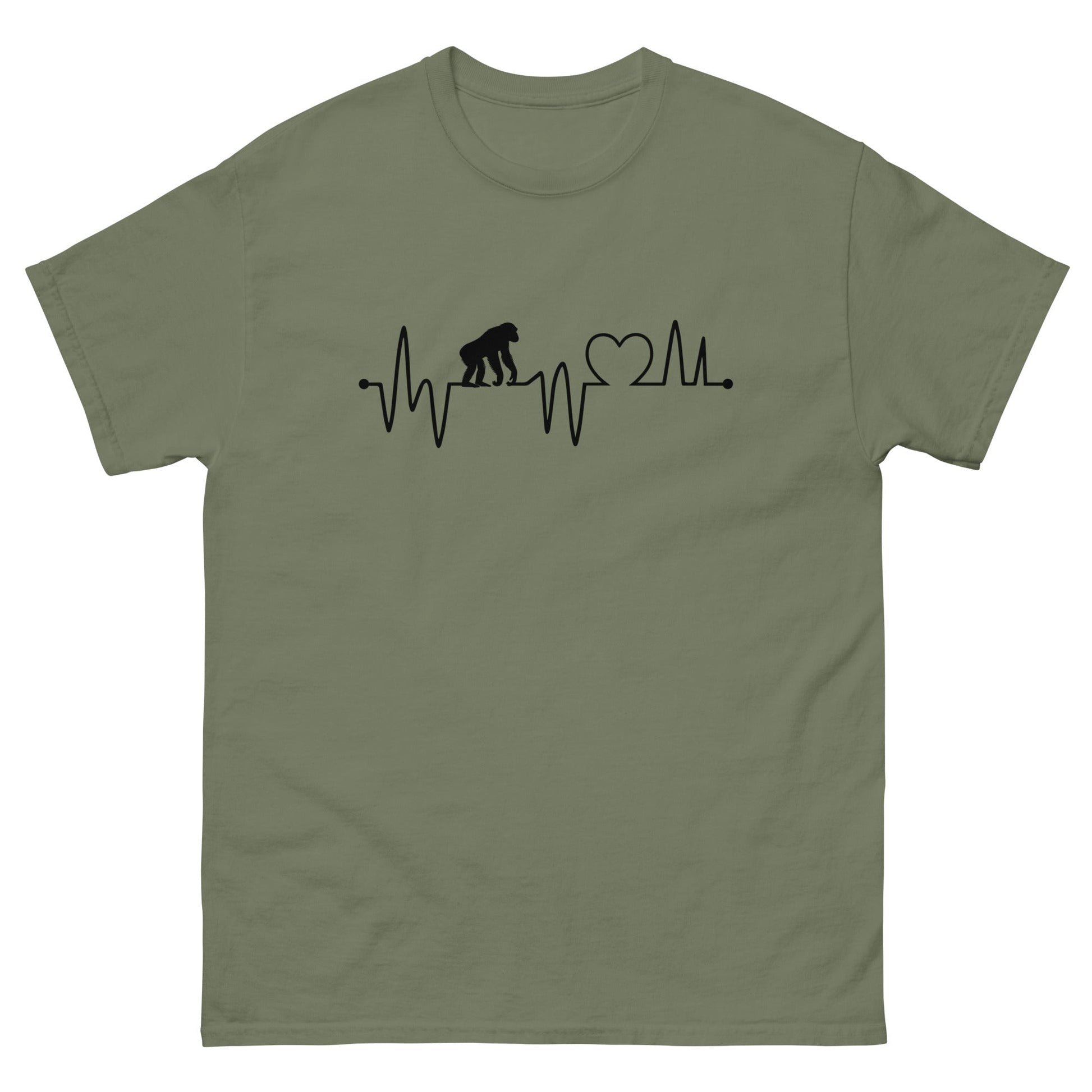 Chimp Heartbeat | Men's T-Shirt - Military Green - T-Shirts Online