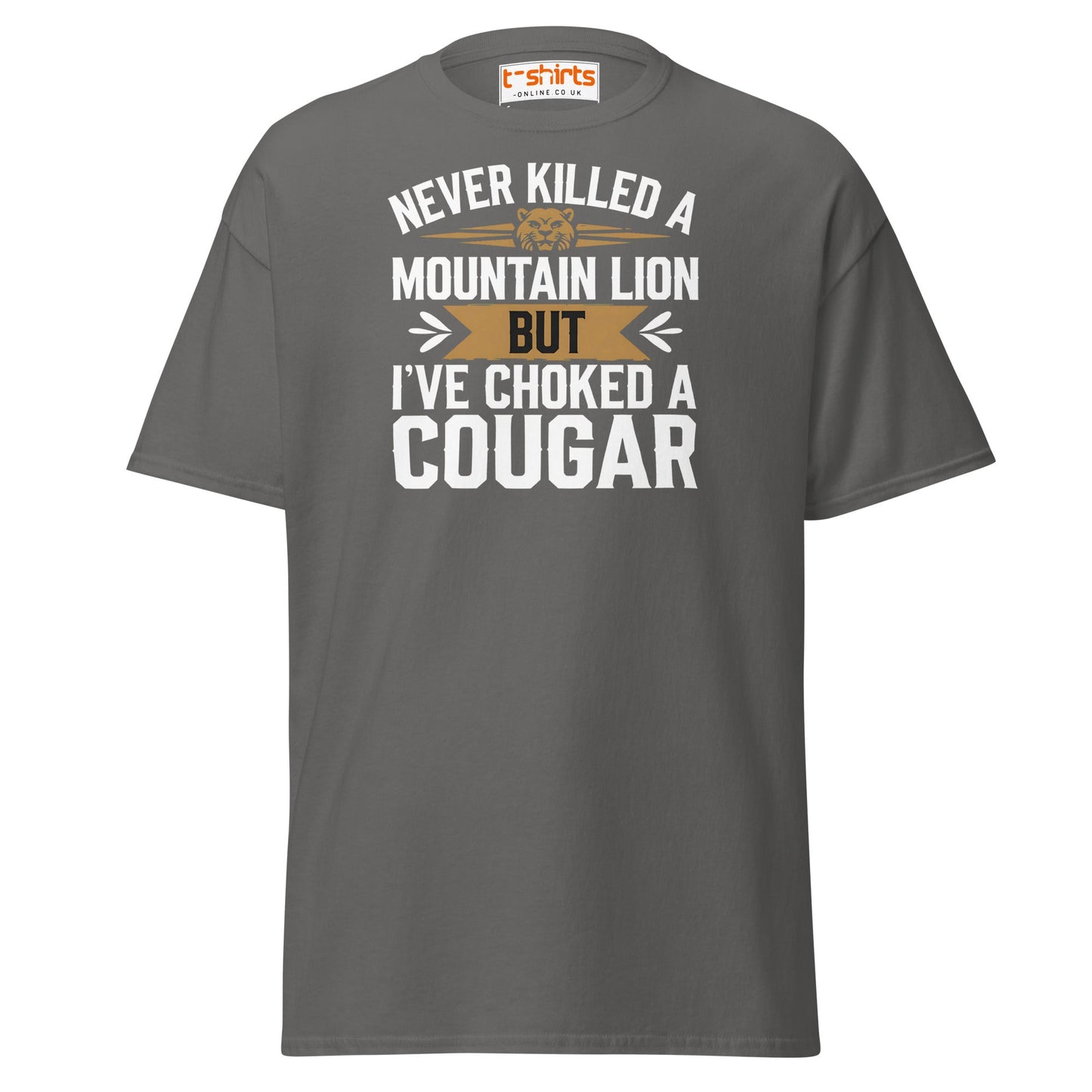 Choked a Cougar T-Shirt – Funny Adult Humor Tee - Charcoal - T-Shirts Online