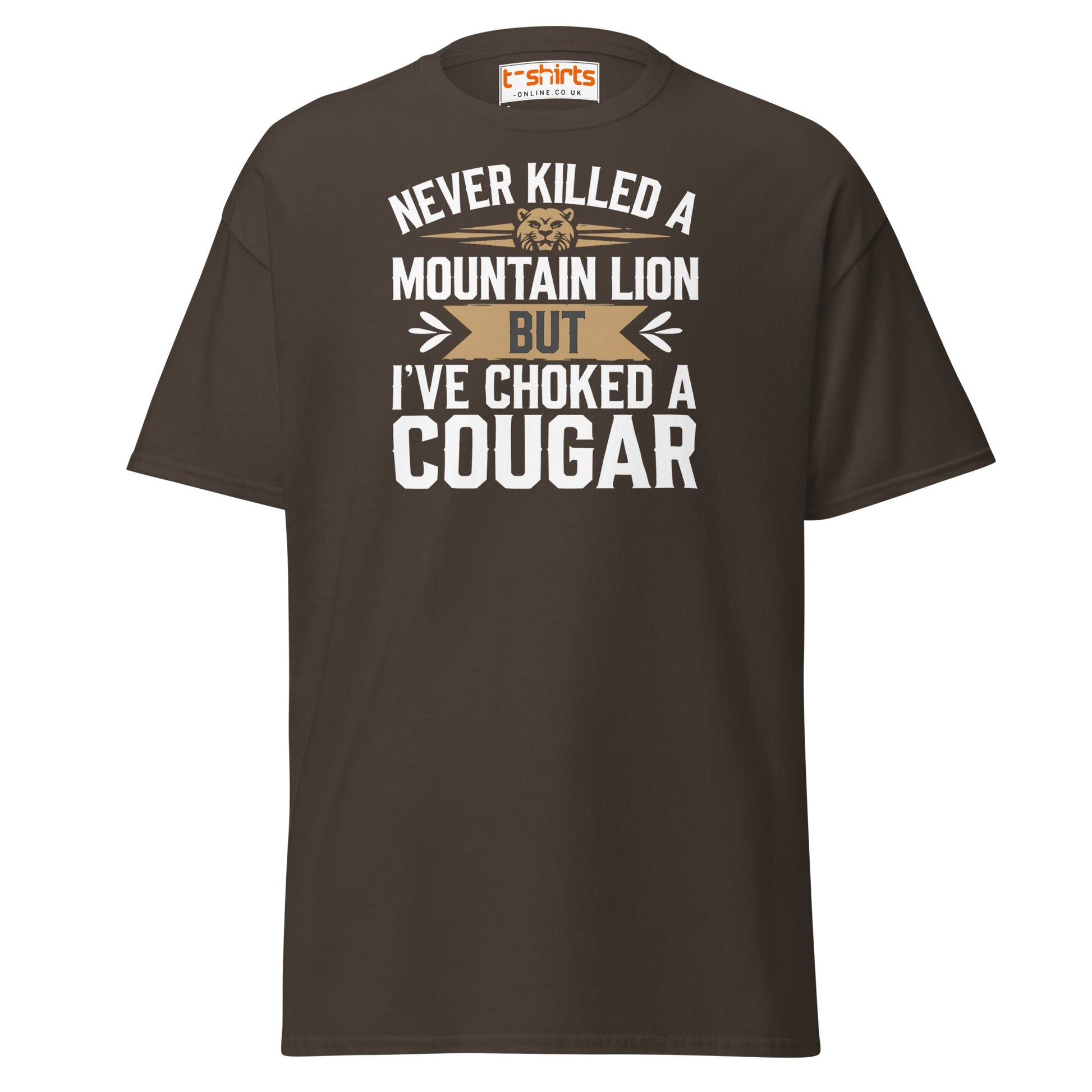Choked a Cougar T-Shirt – Funny Adult Humor Tee - Dark Chocolate - T-Shirts Online