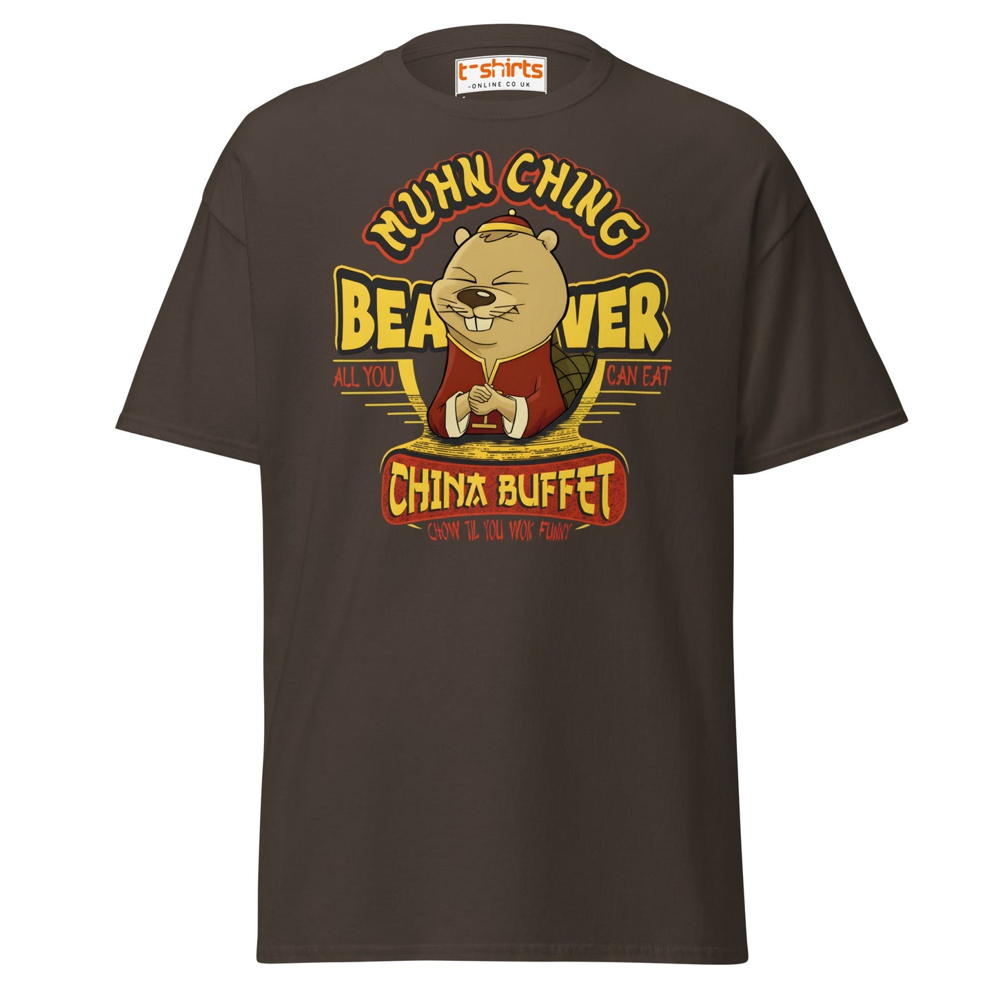 Chow Til You Wok Funny T-Shirt | Buffet Joke Tee - Dark Chocolate - T-Shirts Online