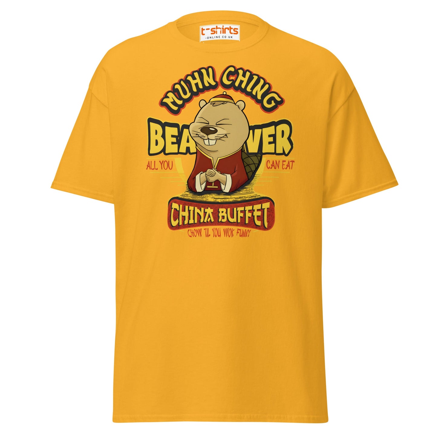 Chow Til You Wok Funny T-Shirt | Buffet Joke Tee - Gold - T-Shirts Online