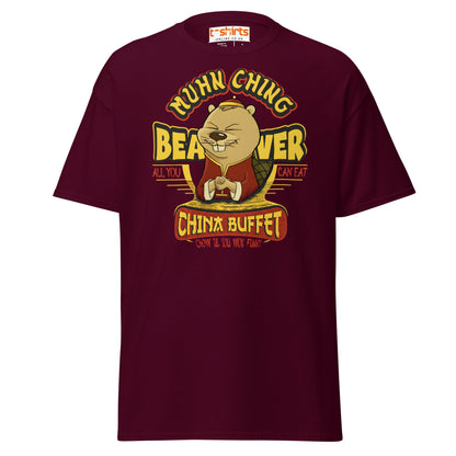 Chow Til You Wok Funny T-Shirt | Buffet Joke Tee - Maroon - T-Shirts Online