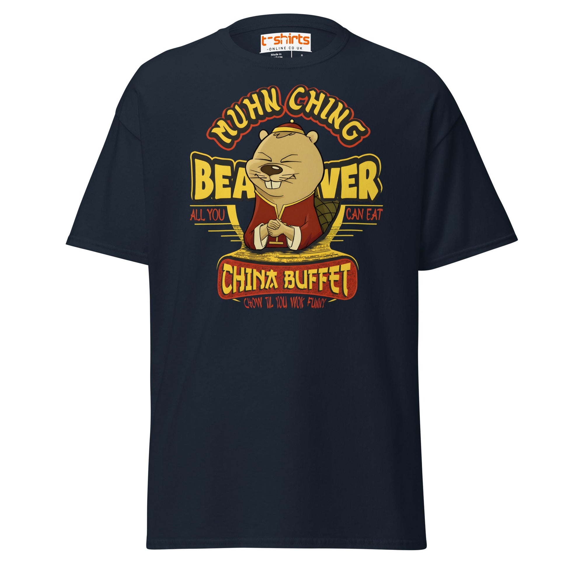 Chow Til You Wok Funny T-Shirt | Buffet Joke Tee - Navy - T-Shirts Online
