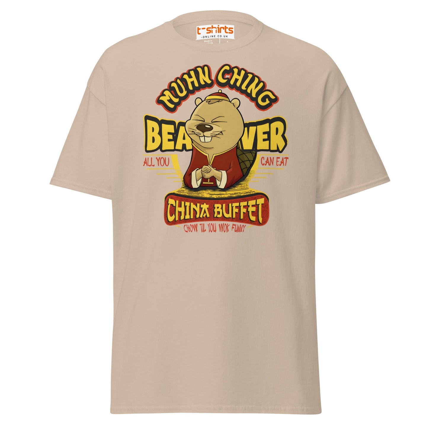 Chow Til You Wok Funny T-Shirt | Buffet Joke Tee - Sand - T-Shirts Online