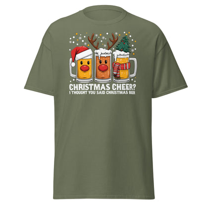 Christmas Beer Cheer Funny Holiday Party T-Shirt - Military Green - T-Shirts Online