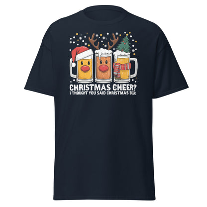 Christmas Beer Cheer Funny Holiday Party T-Shirt - Navy - T-Shirts Online