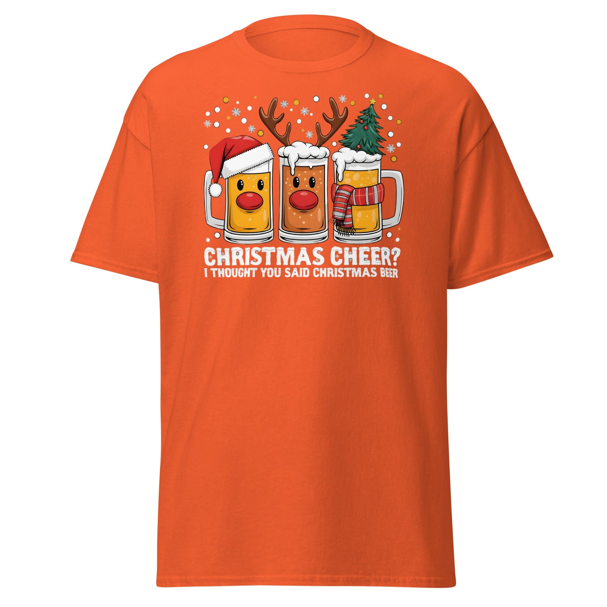 Christmas Beer Cheer Funny Holiday Party T-Shirt - Orange - T-Shirts Online