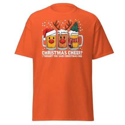 Christmas Beer Cheer Funny Holiday Party T-Shirt - Orange - T-Shirts Online