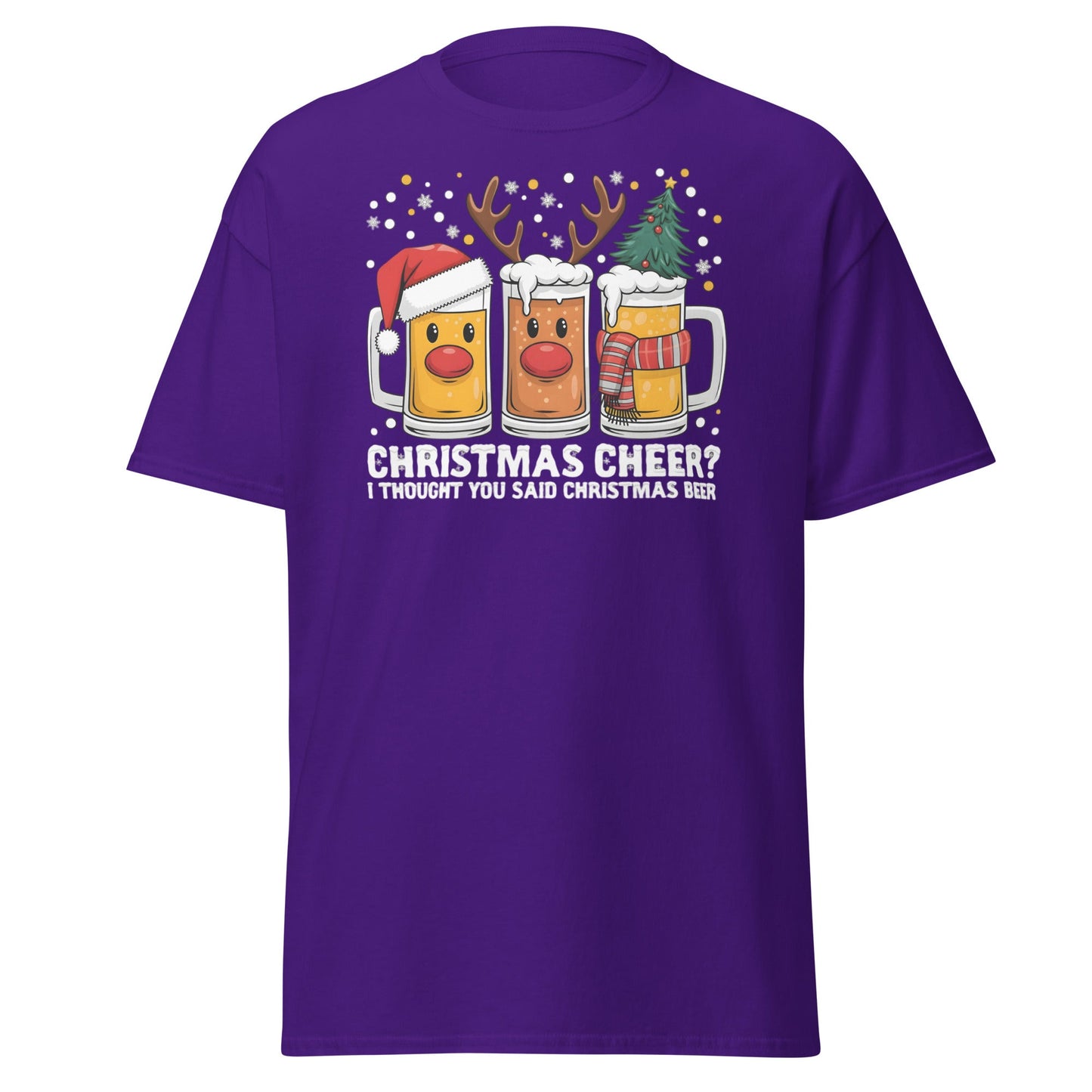 Christmas Beer Cheer Funny Holiday Party T-Shirt - Purple - T-Shirts Online
