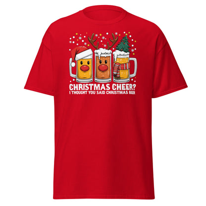 Christmas Beer Cheer Funny Holiday Party T-Shirt - Red - T-Shirts Online