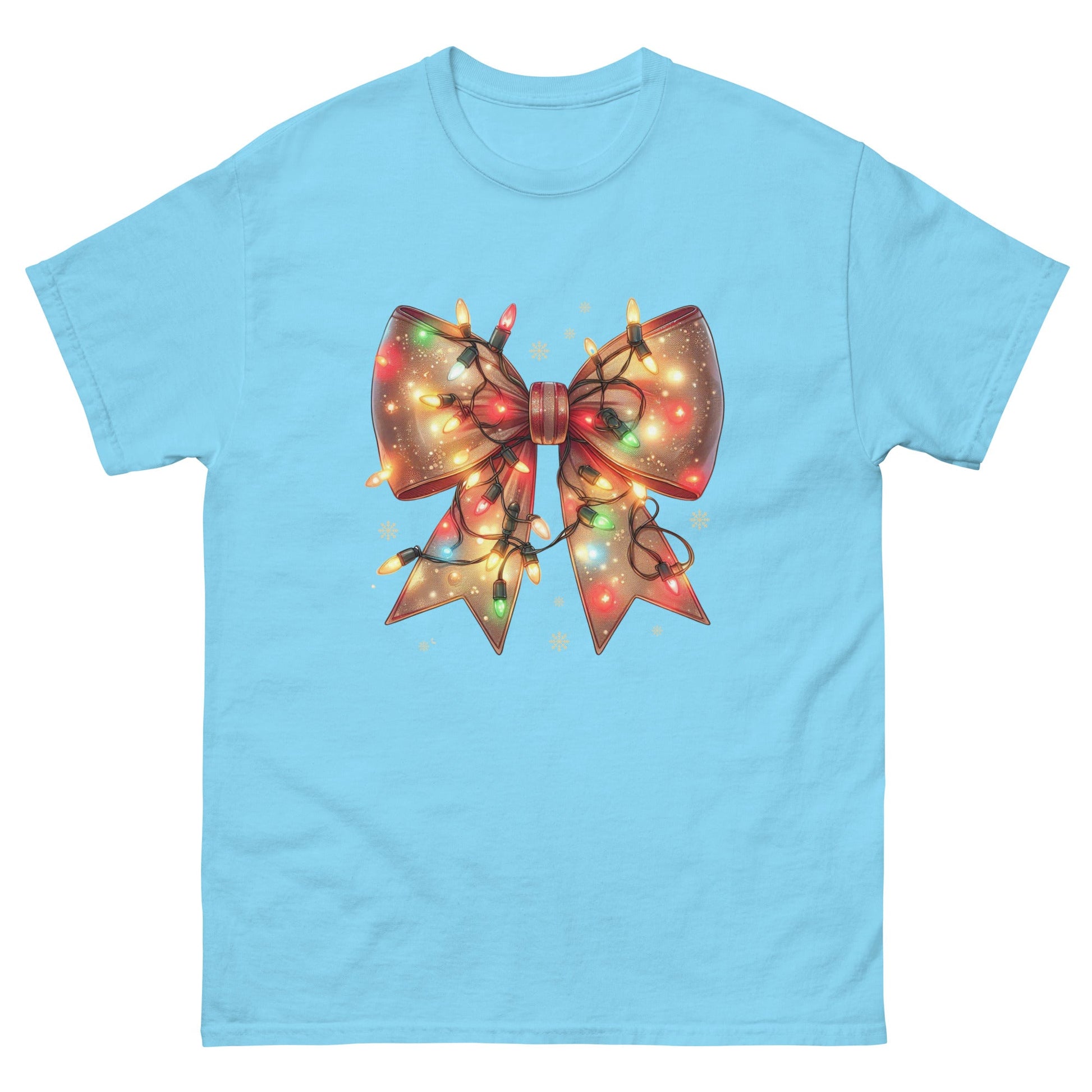 Christmas Light Coquette | Christmas T-Shirt - Sky - T-Shirts Online