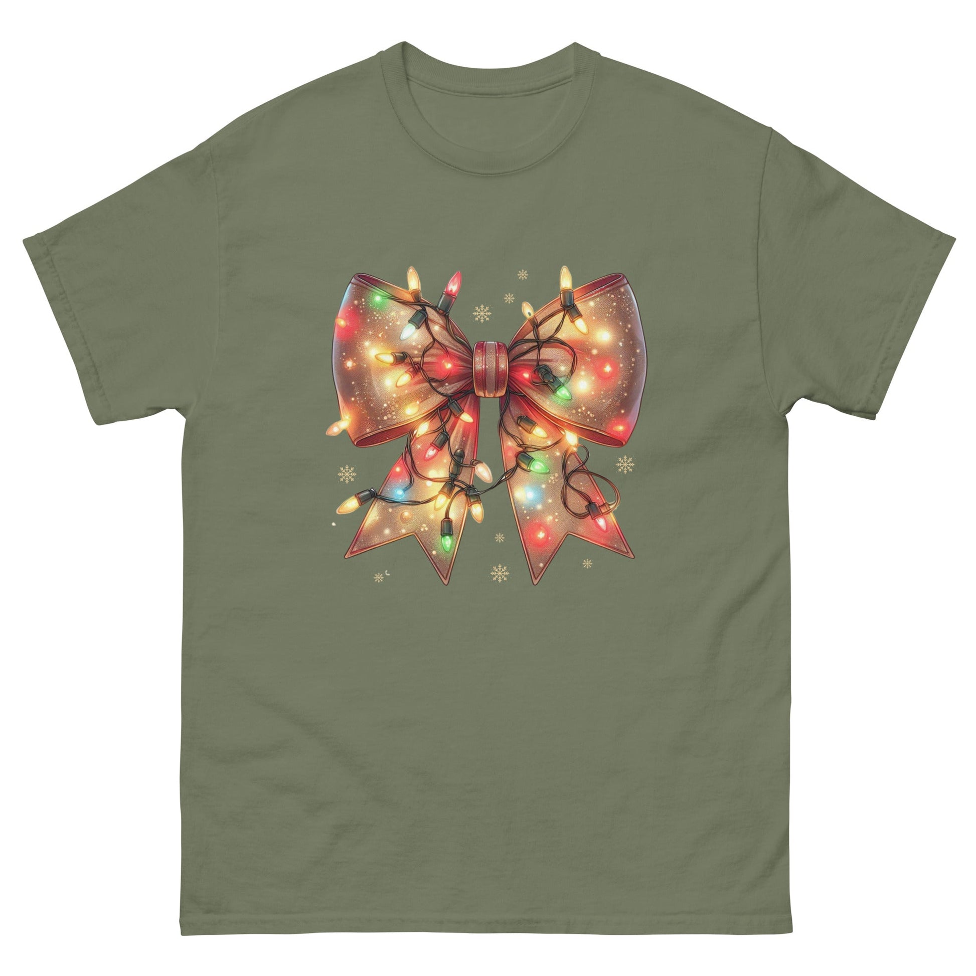 Christmas Light Coquette | Christmas T-Shirt - Military Green - T-Shirts Online