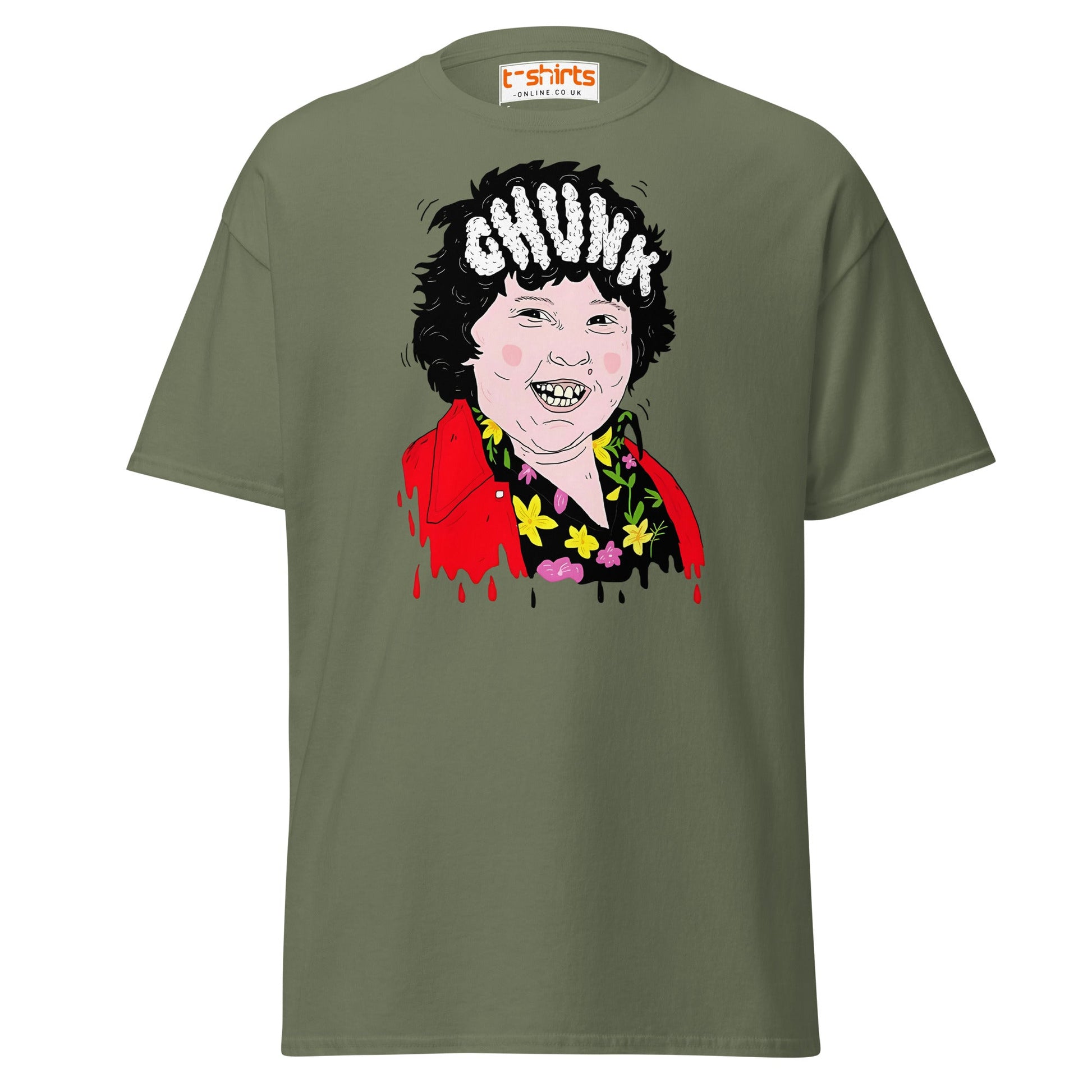 Chunk Cartoon T-Shirt | Funny Retro Movie Parody Tee - Military Green - T-Shirts Online