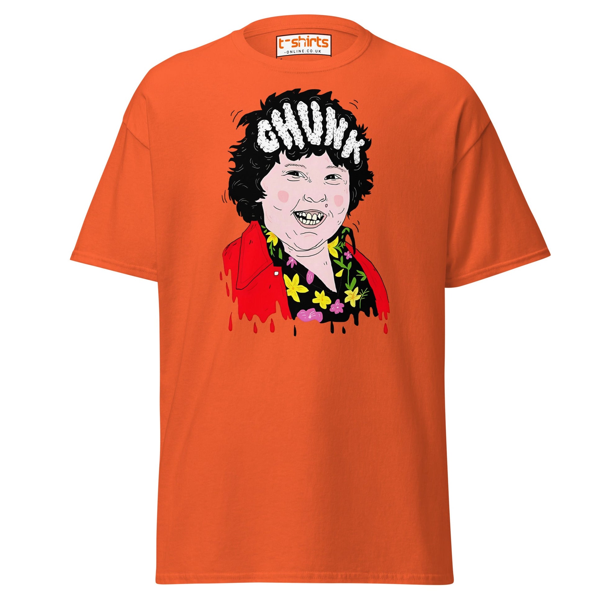 Chunk Cartoon T-Shirt | Funny Retro Movie Parody Tee - Orange - T-Shirts Online