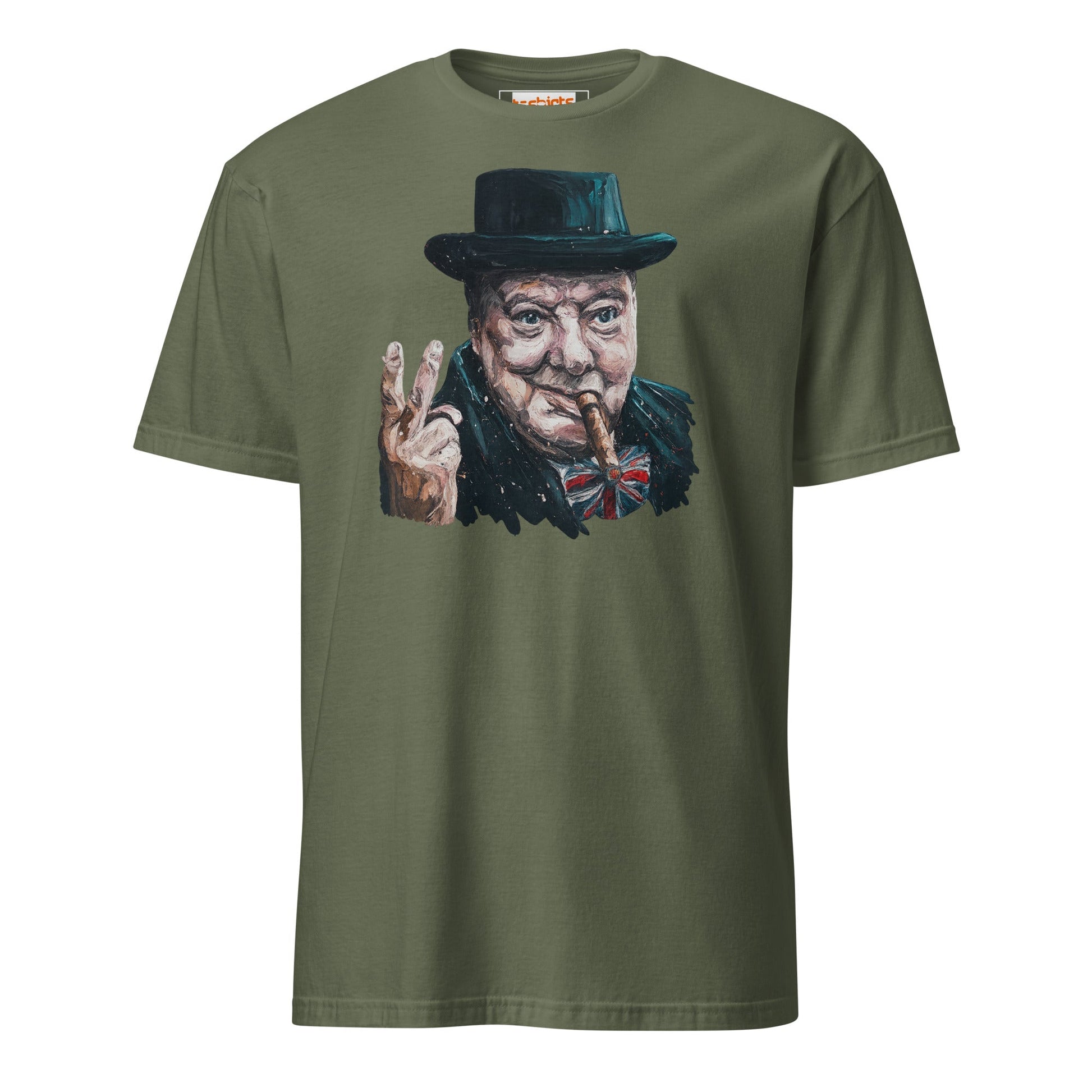 Churchill T-Shirt | Winston Churchill Iconic Quote Tee - Military Green - T-Shirts Online