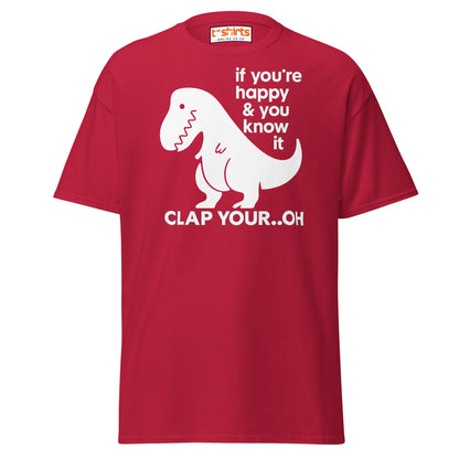 Clap Your... Oh T - Rex T-Shirt – Funny Dino Joke - Cardinal - T-Shirts Online