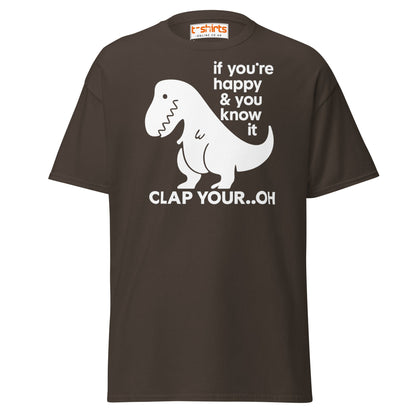 Clap Your... Oh T - Rex T-Shirt – Funny Dino Joke - Dark Chocolate - T-Shirts Online