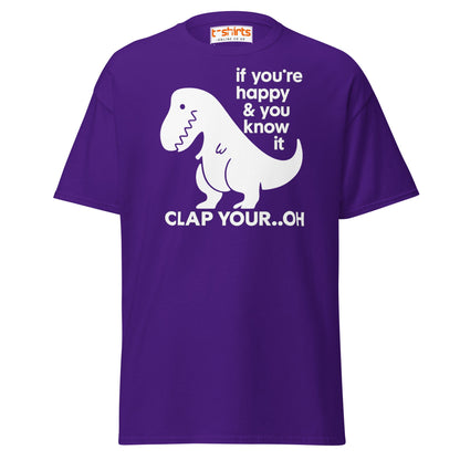 Clap Your... Oh T - Rex T-Shirt – Funny Dino Joke - Purple - T-Shirts Online