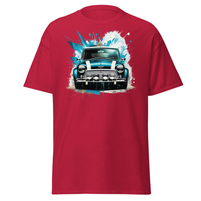 Classic Mini Cooper Splash Art T-Shirt - Teal Retro Car Tee - Cardinal - T-Shirts Online