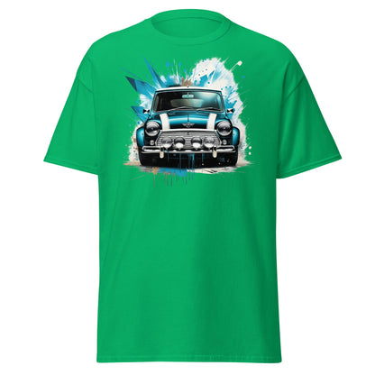 Classic Mini Cooper Splash Art T-Shirt - Teal Retro Car Tee - Irish Green - T-Shirts Online