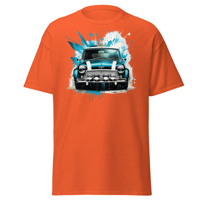 Classic Mini Cooper Splash Art T-Shirt - Teal Retro Car Tee - Orange - T-Shirts Online