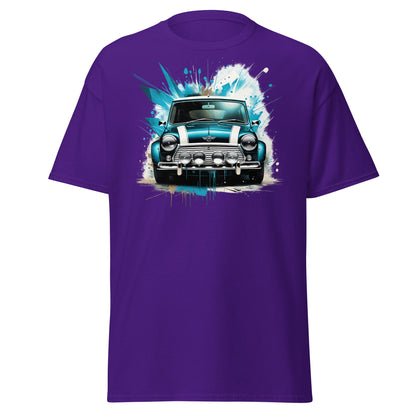 Classic Mini Cooper Splash Art T-Shirt - Teal Retro Car Tee - Purple - T-Shirts Online
