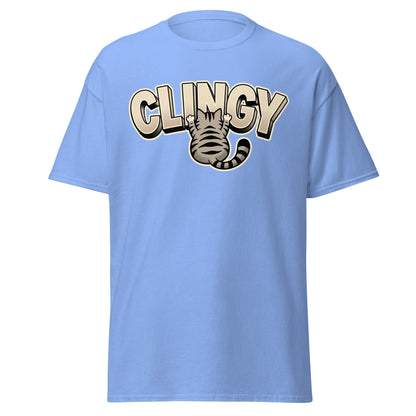 Clingy Cat T-Shirt - Funny Clingy Cat Graphic Tee - Carolina Blue - T-Shirts Online