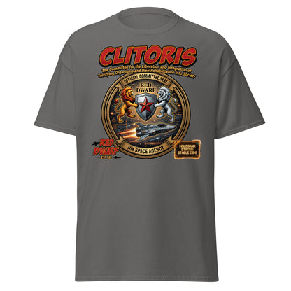 CLITORIS Red Dwarf T-Shirt – Funny Sci-Fi Parody Adult Tee - Charcoal - T-Shirts Online