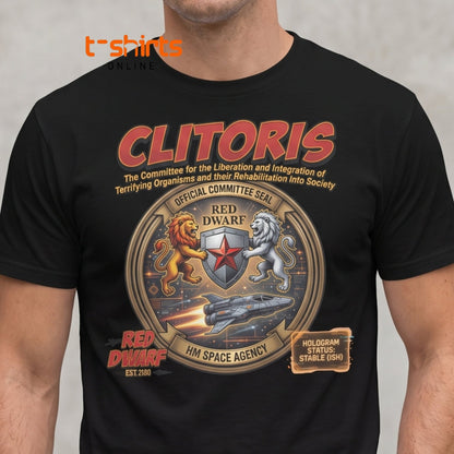 CLITORIS Red Dwarf T-Shirt – Funny Sci-Fi Parody Adult Tee - Maroon - T-Shirts Online