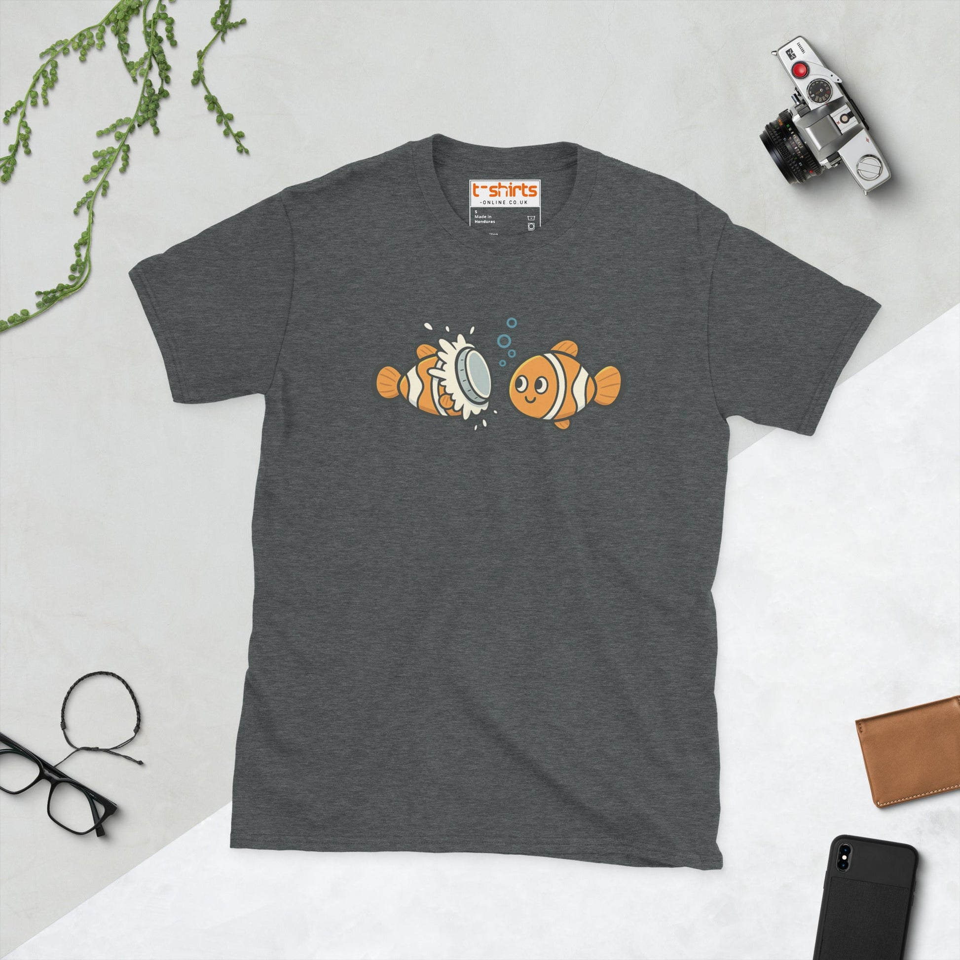 Clownfish Pie T-Shirt – Funny Ocean Pun Tee - Dark Heather - T-Shirts Online