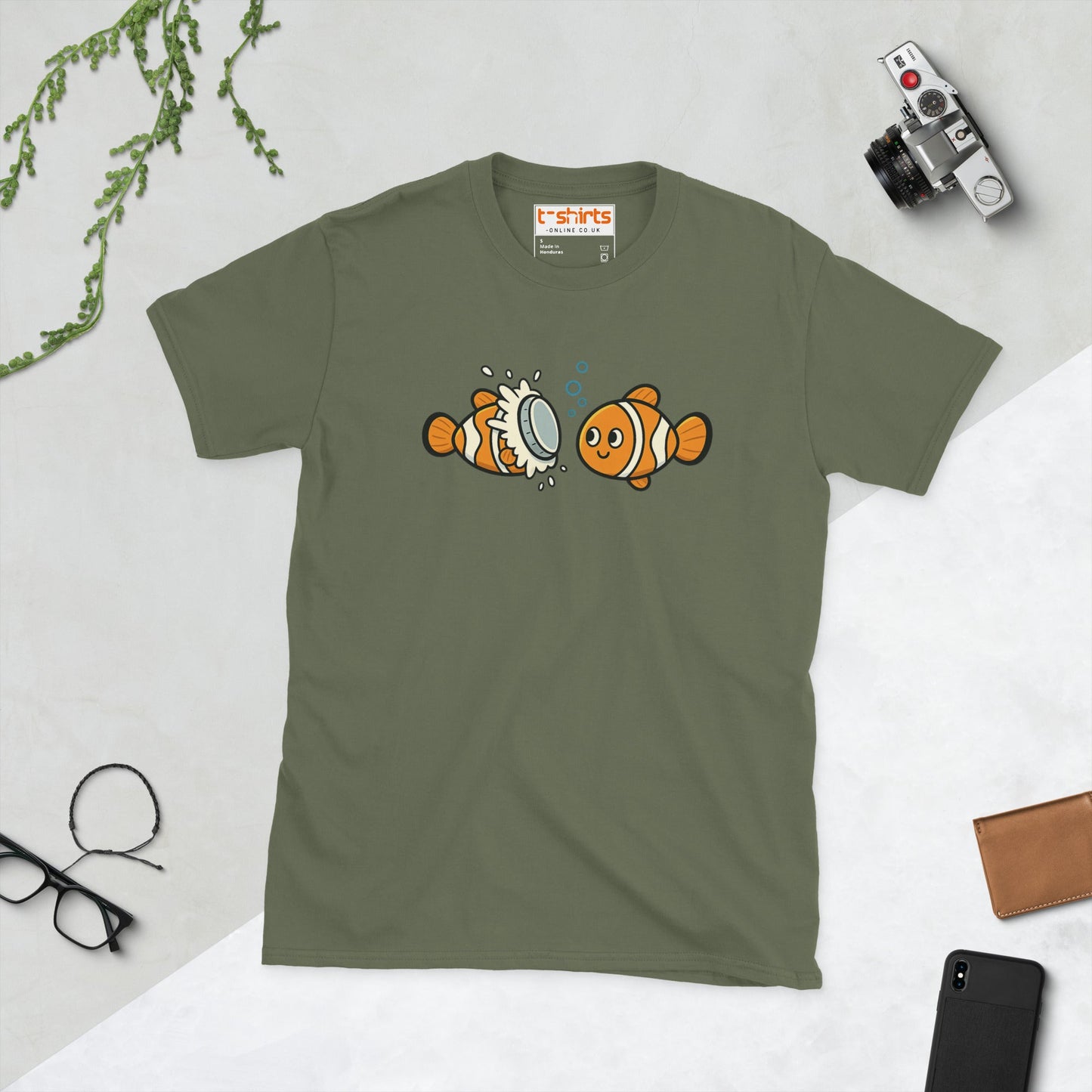 Clownfish Pie T-Shirt – Funny Ocean Pun Tee - Military Green - T-Shirts Online