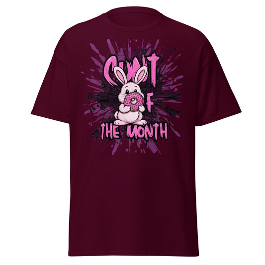 C*nt of the Month Funny Bunny T-Shirt - Edgy Adult Humor - Maroon - T-Shirts Online