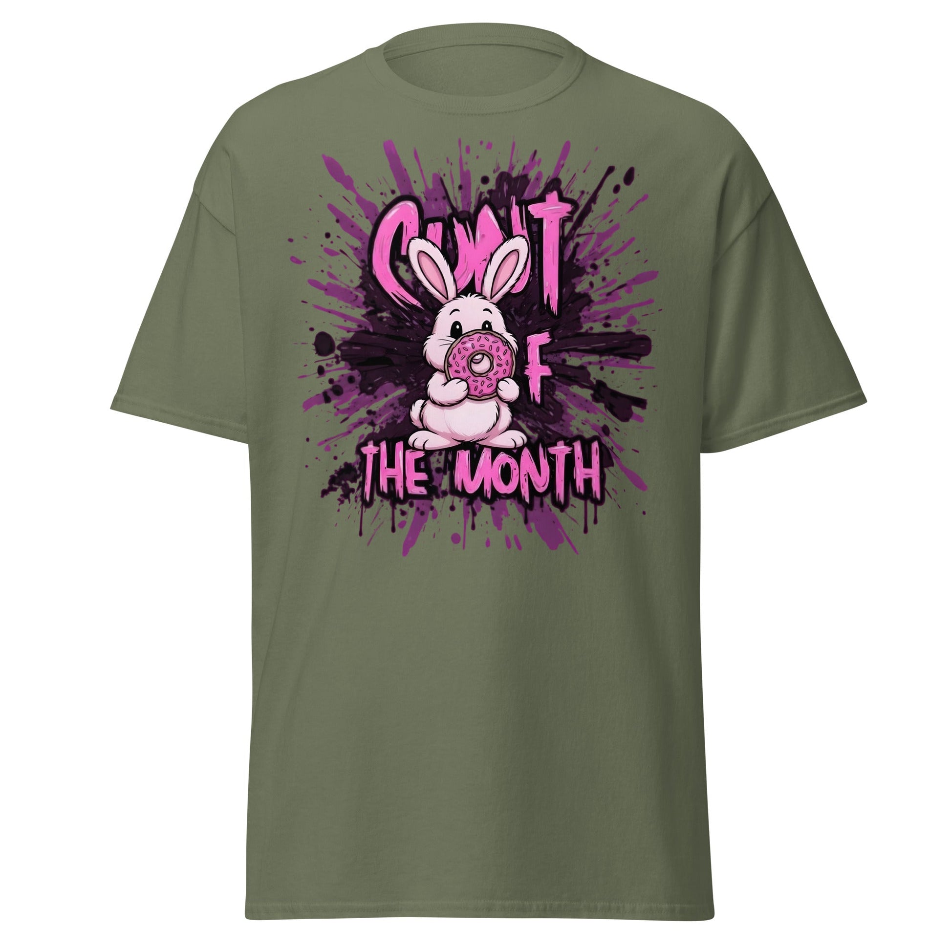 C*nt of the Month Funny Bunny T-Shirt - Edgy Adult Humor - Military Green - T-Shirts Online