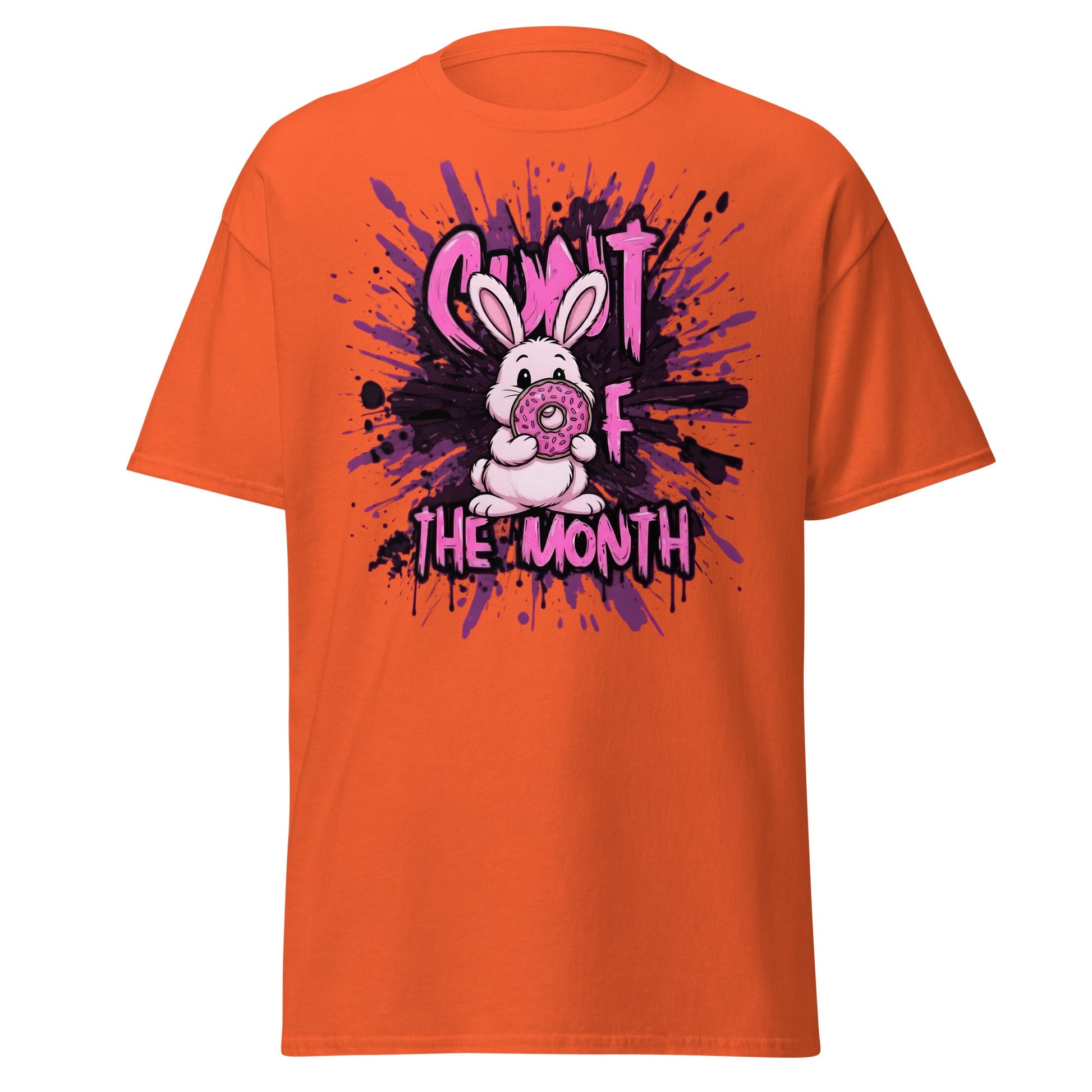 C*nt of the Month Funny Bunny T-Shirt - Edgy Adult Humor - Orange - T-Shirts Online