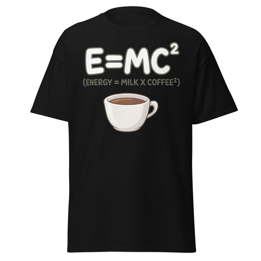 Coffee Energy Formula T-Shirt E=MC^2 Parody - Black - T-Shirts Online