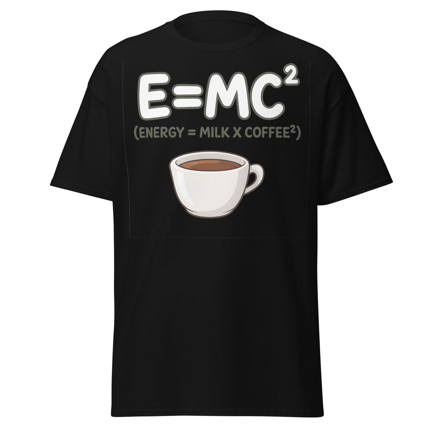 Coffee Energy Formula T-Shirt $E=MC^2$ Parody - Black - T-Shirts Online