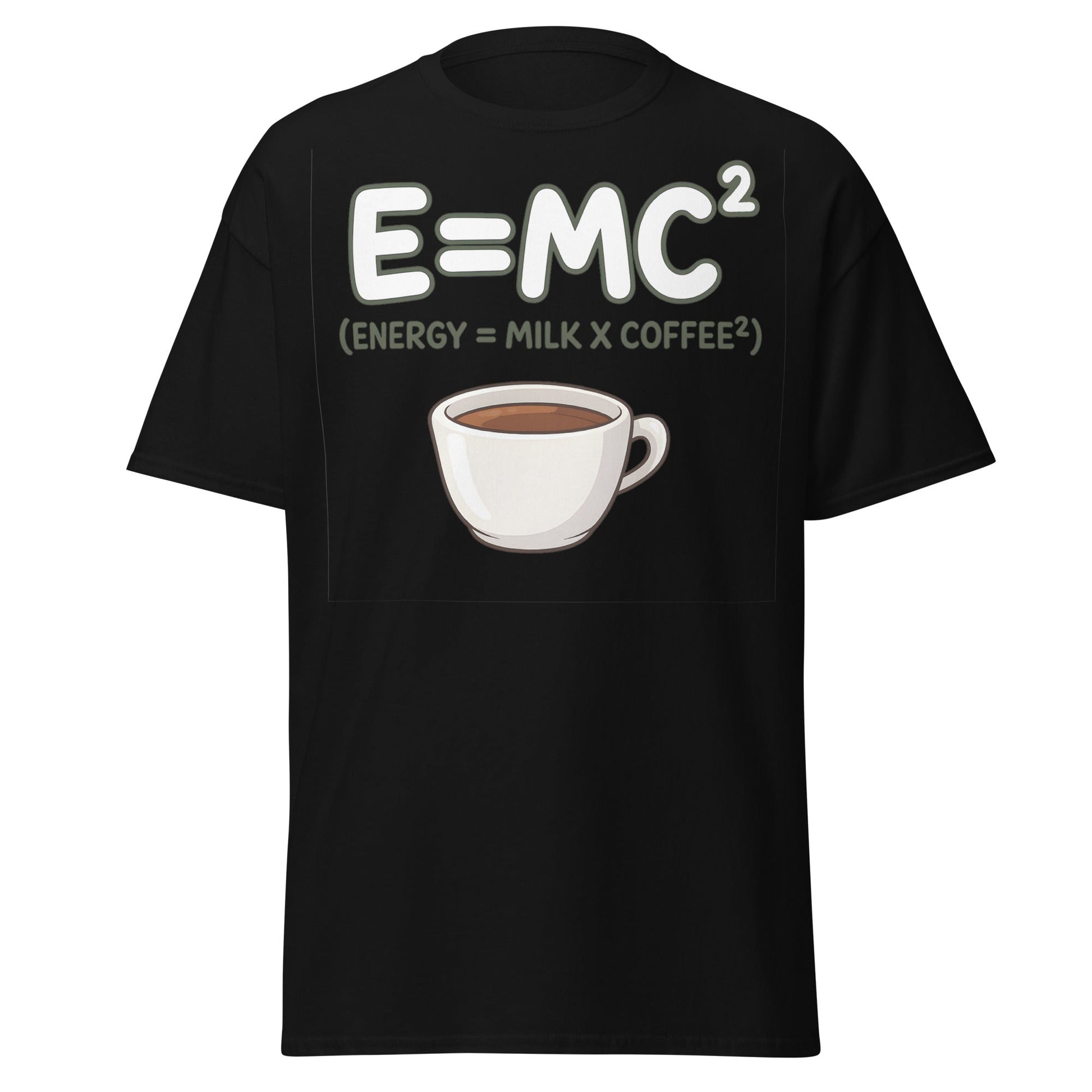 Coffee Energy Formula T-Shirt $E=MC^2$ Parody - Black - T-Shirts Online