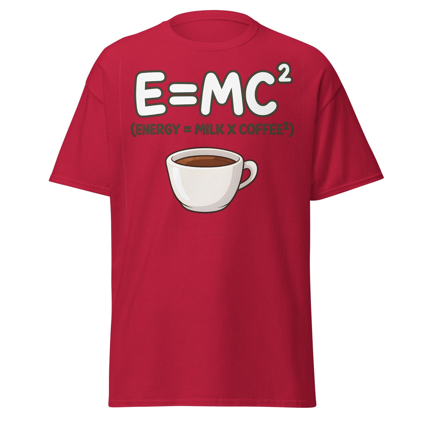 Coffee Energy Formula T-Shirt $E=MC^2$ Parody - Cardinal - T-Shirts Online