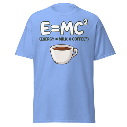 Coffee Energy Formula T-Shirt $E=MC^2$ Parody - Carolina Blue - T-Shirts Online